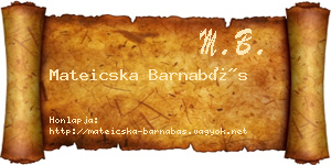 Mateicska Barnabás névjegykártya